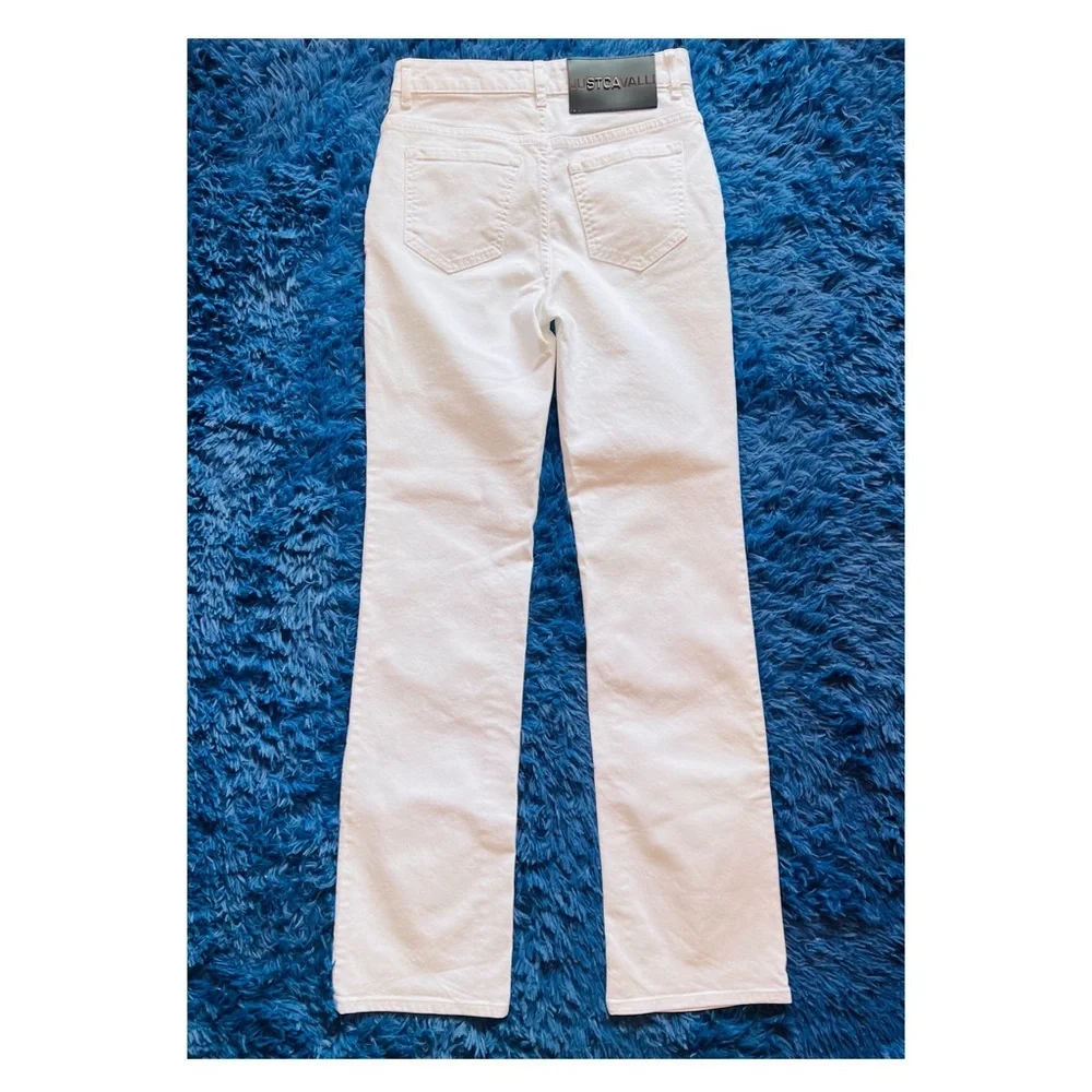 New! JUST CAVALLI Studded High Rise Straight Leg Jeans